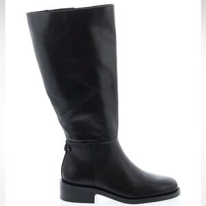 Black Leather Knee-High Women's Boots